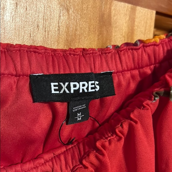 Express Red Floral Off-Shoulder Midi Dress - Picture 2 of 10